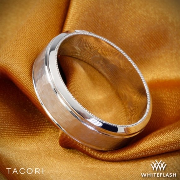 Tacori Men's Wedding Band Platinum Sculpted Crescent Hammer 71-7h Size 7.5 - Picture 8 of 9